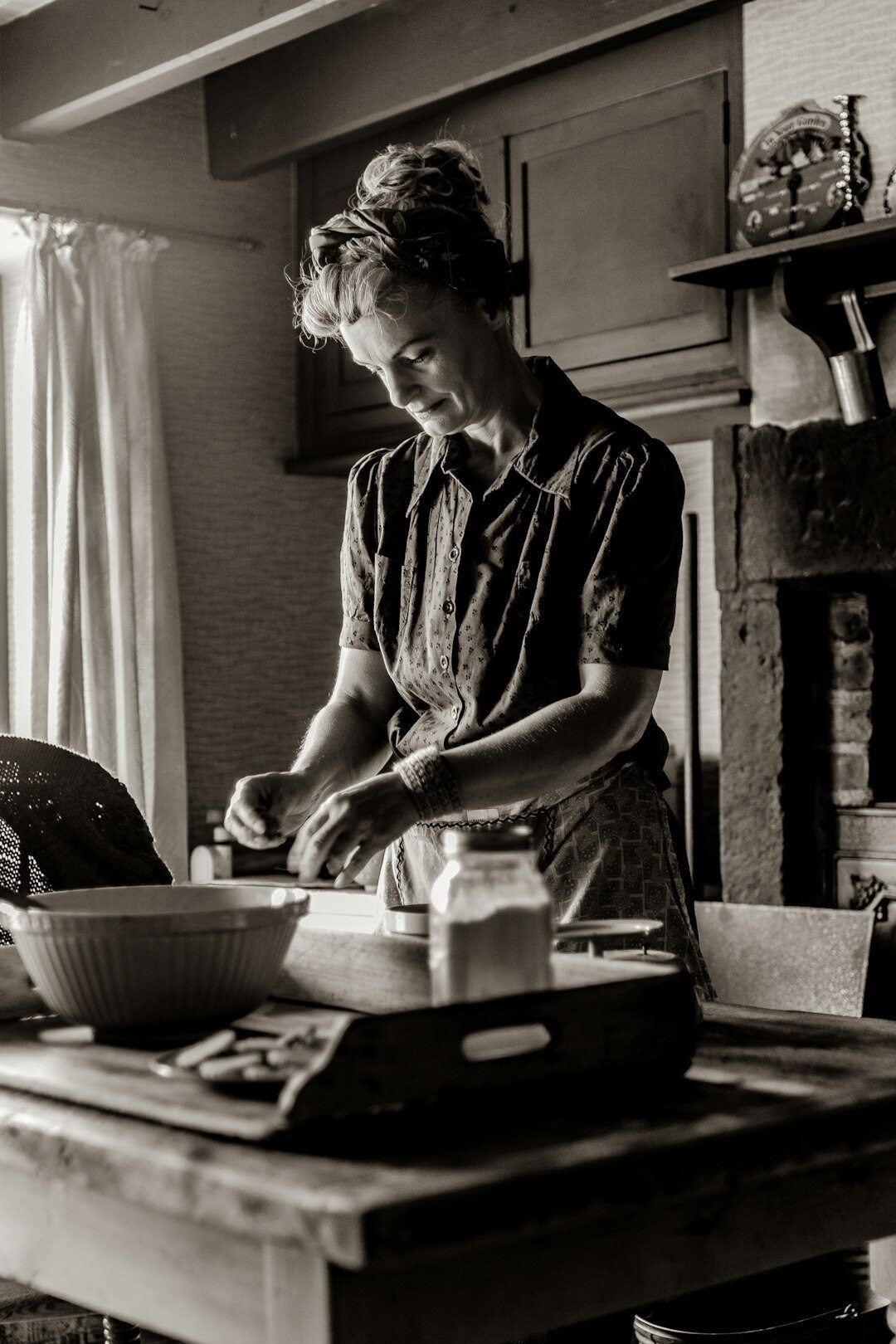 woman in retro kitchen